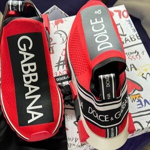 Dolce & Gabbana Red Slip-On Sneakers